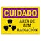 Signmission OSHA CAUTION RADIATION Sign, High Radiation Area Spanish, 10in X 7in Decal, 7" H, 10" W, Landscape OS-CR-D-710-L-10171 - alternate 1